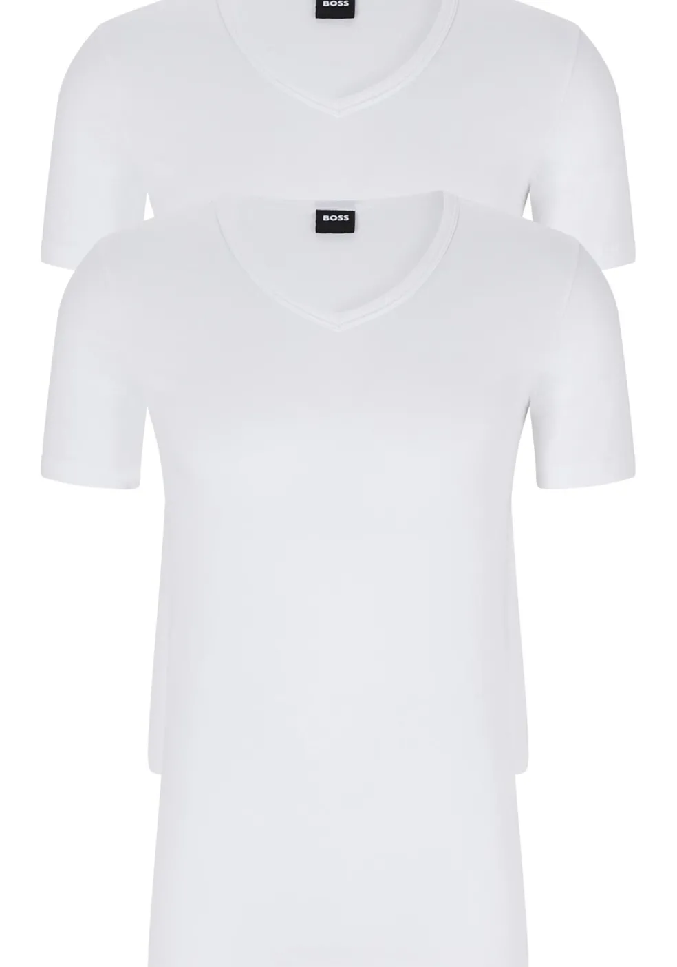 HUGO BOSS Modern stretch T-shirts slim fit (2-pack), heren T-shirts V-hals, wit
