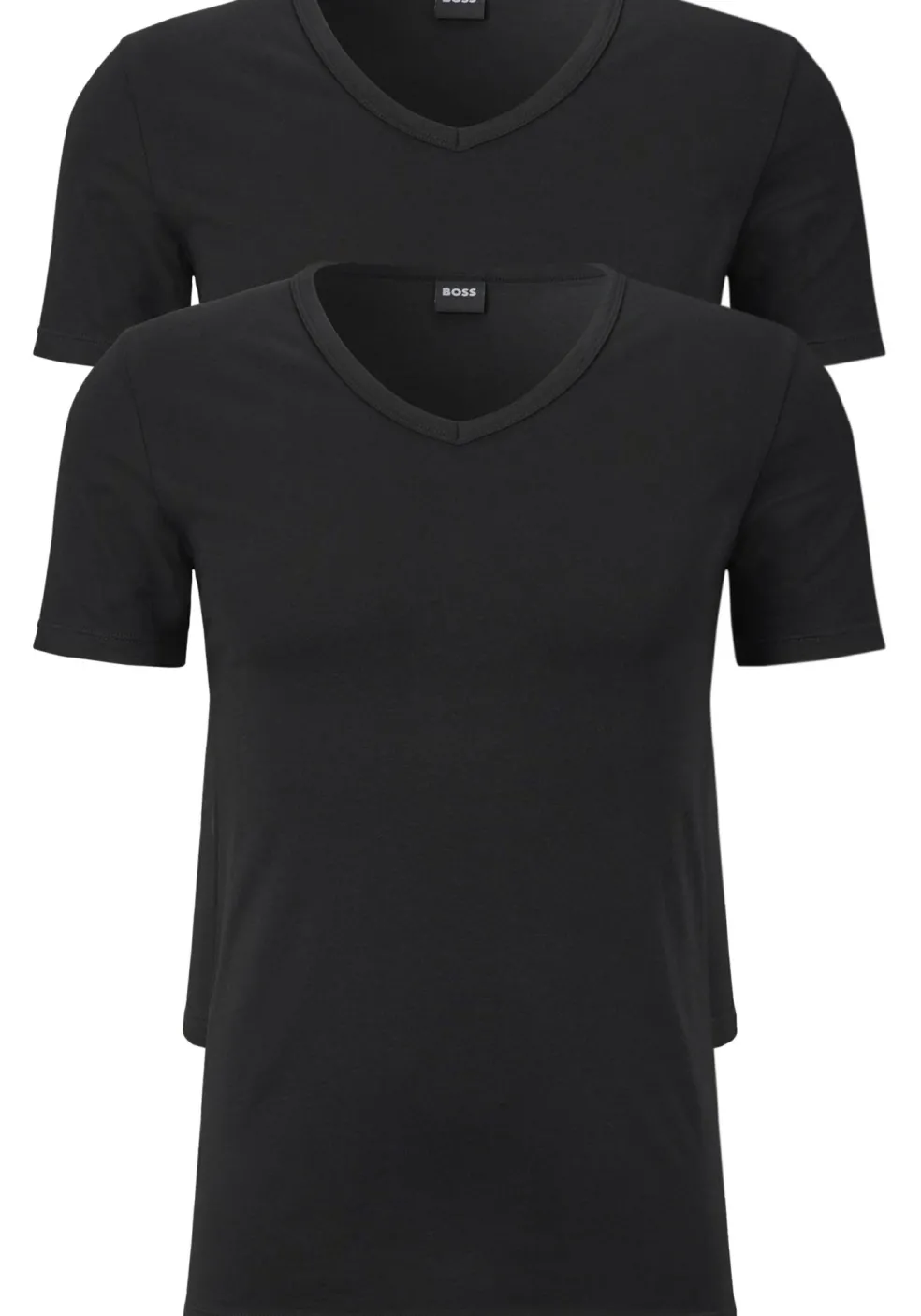 HUGO BOSS Modern stretch T-shirts slim fit (2-pack), heren T-shirts V-hals, zwart