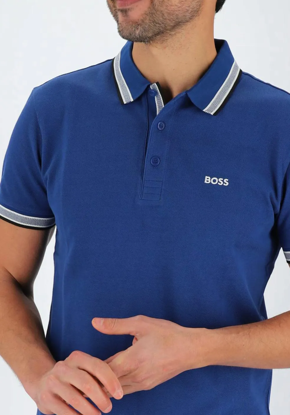 HUGO BOSS Paddy regular fit polo, heren polo korte mouw, blauw (contrast)
