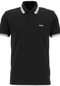 HUGO BOSS Paddy regular fit polo, heren polo korte mouw, zwart (contrast)