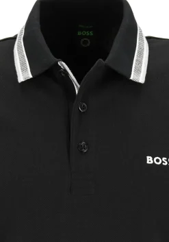 HUGO BOSS Paddy regular fit polo, heren polo korte mouw, zwart (contrast)