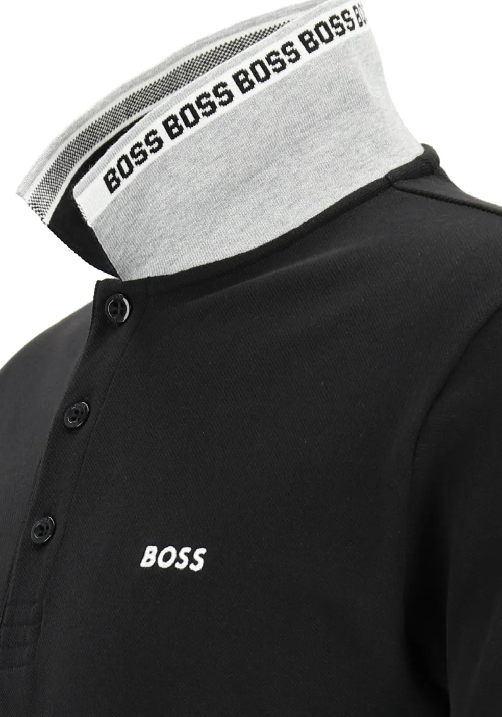 HUGO BOSS Paddy regular fit polo, heren polo korte mouw, zwart (contrast)