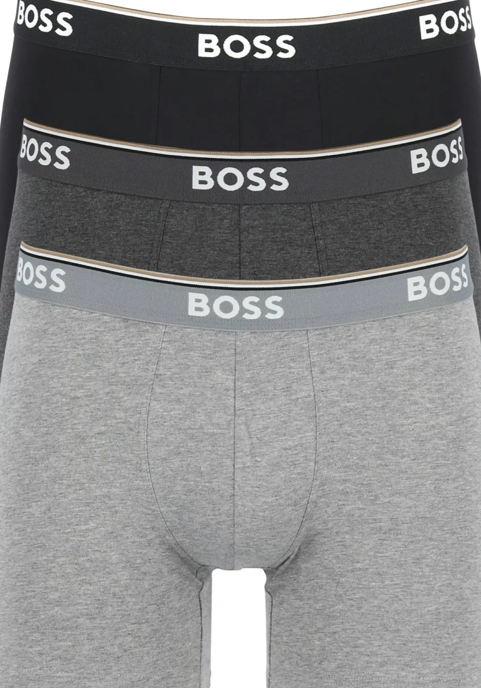 HUGO BOSS Power boxer briefs (3-pack), heren boxers normale lengte, grijs, grijs, zwart