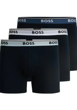 HUGO BOSS Power boxer briefs (3-pack), heren boxers normale lengte, blauw met gekleurde tailleband