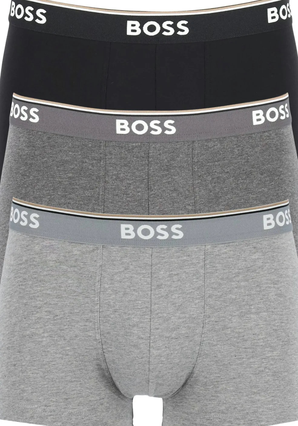HUGO BOSS Power trunks (3-pack), heren boxers kort, grijs, grijs, zwart