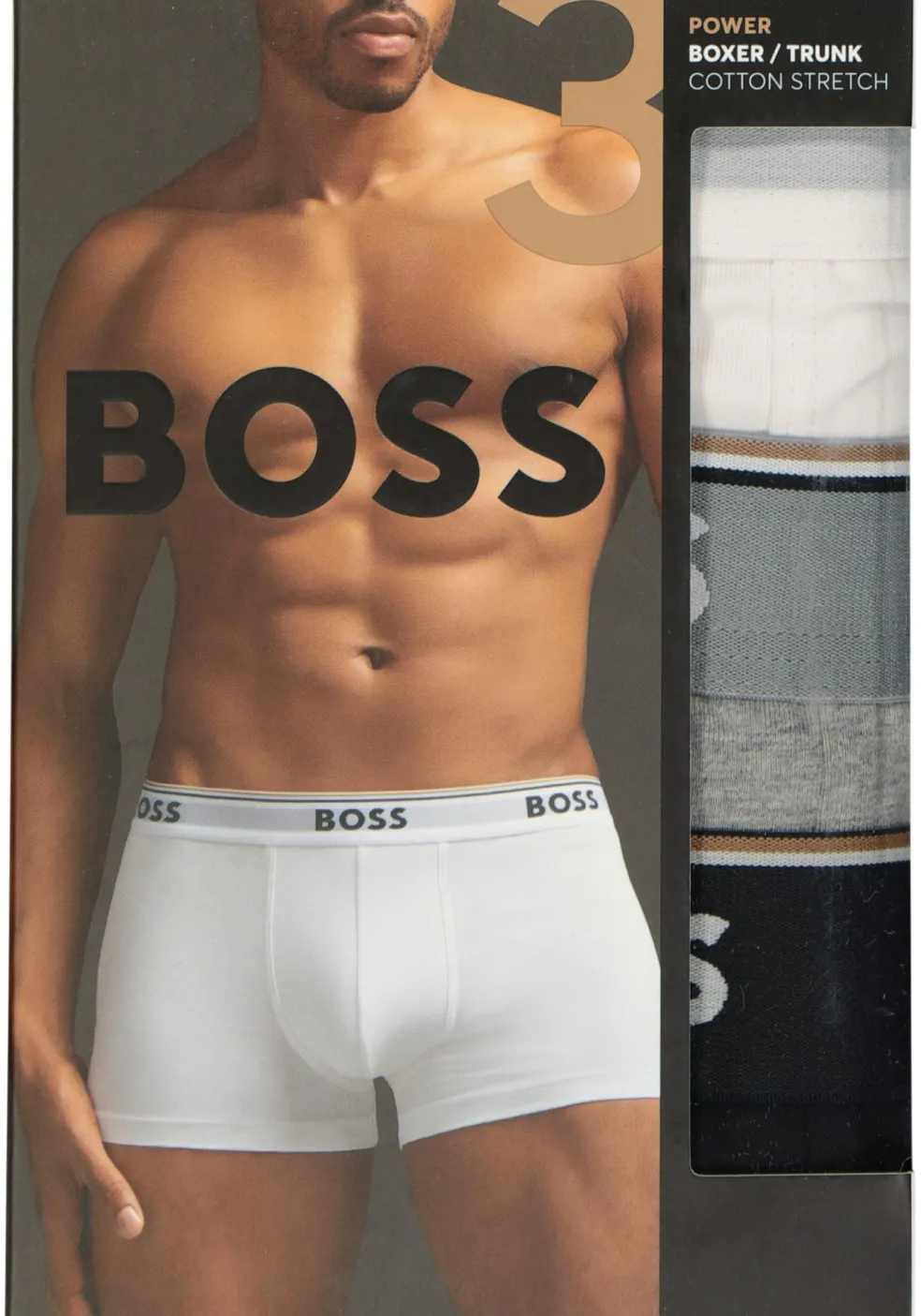 HUGO BOSS Power trunks (3-pack), heren boxers kort, zwart, grijs, wit