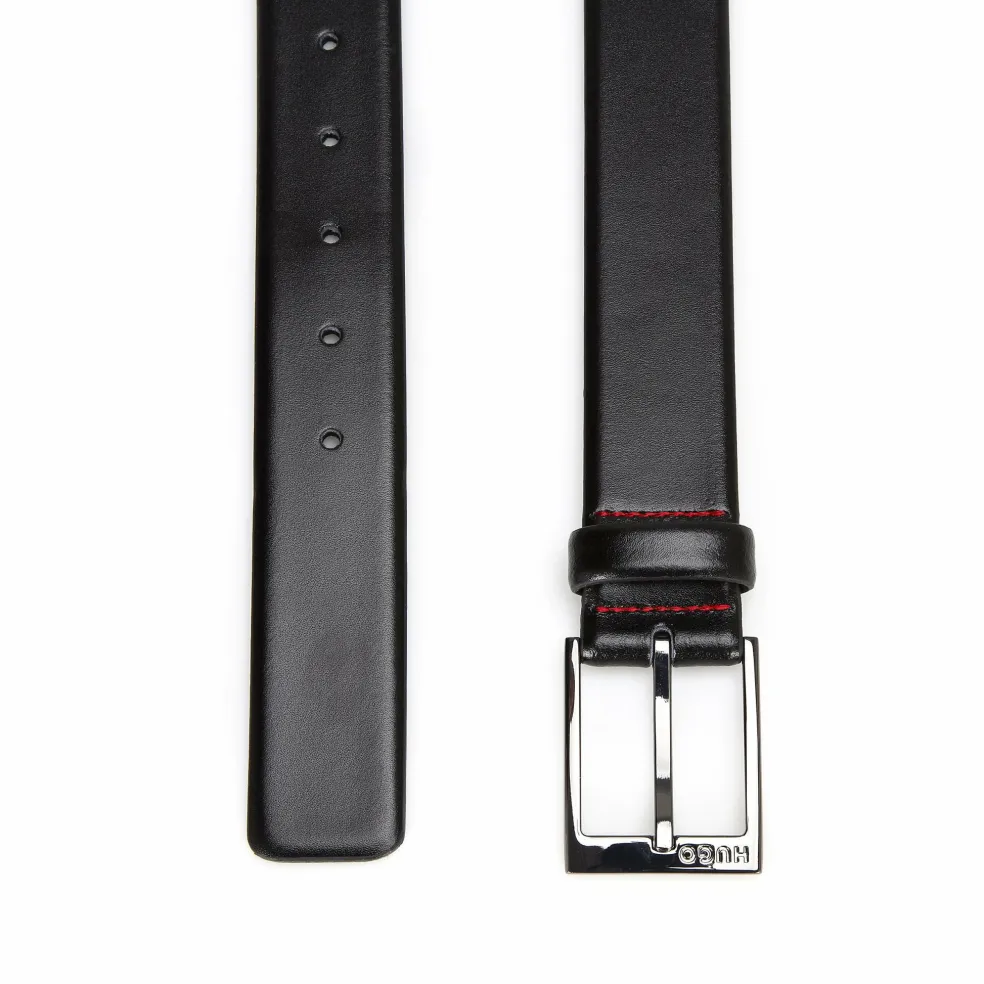 HUGO leren heren riem, zwart