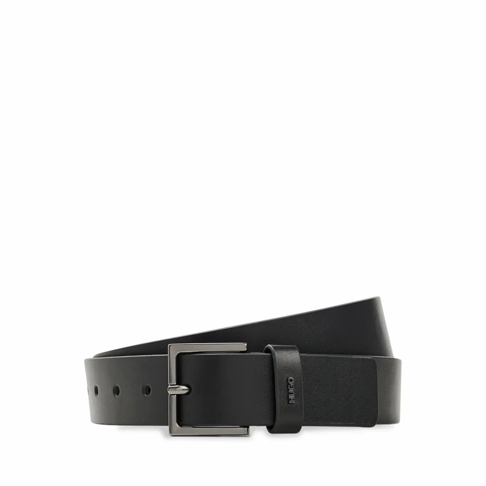HUGO leren heren riem, zwart