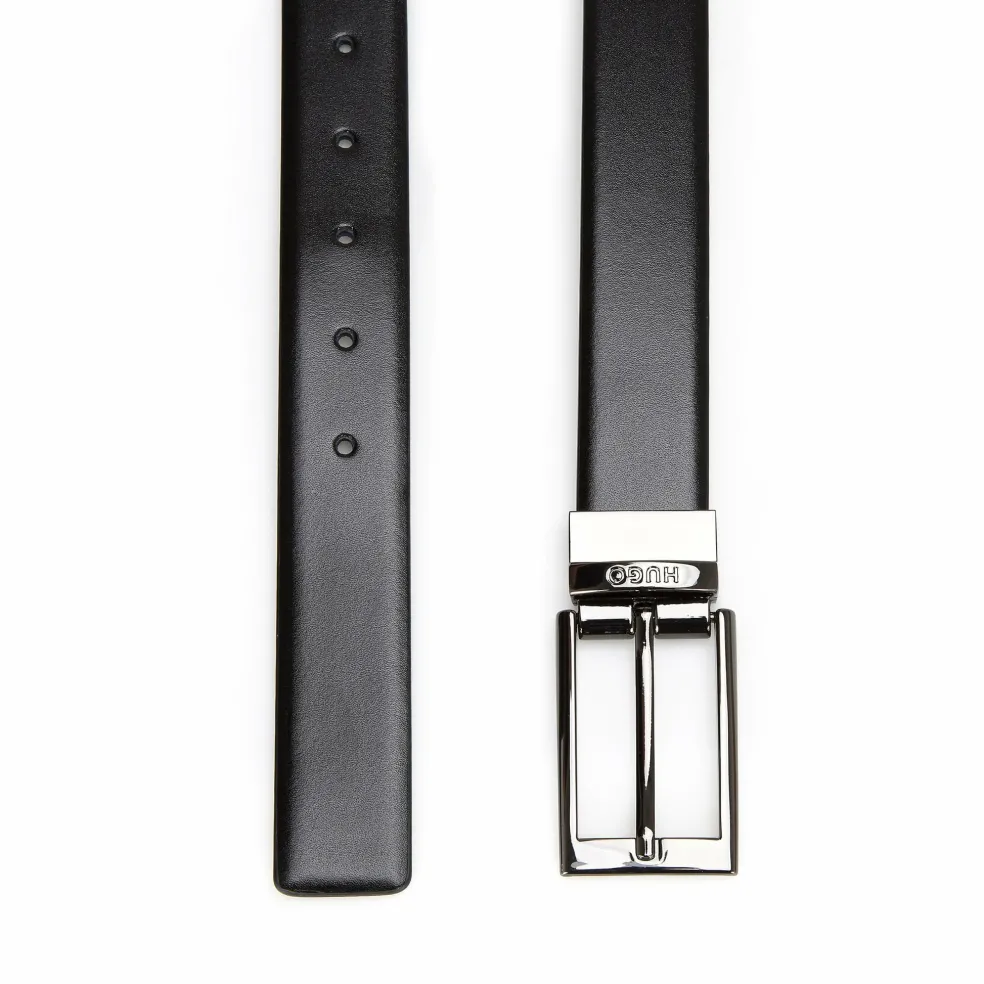 HUGO leren heren riem, zwart