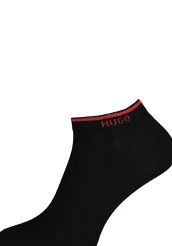 HUGO logo sokken (2-pack), heren enkelsokken, zwart