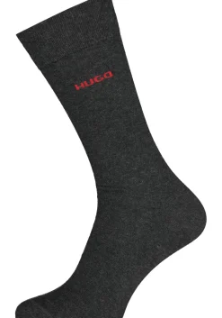 HUGO logo sokken (2-pack), herensokken katoen, antraciet grijs
