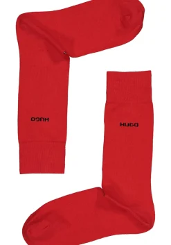 HUGO logo sokken (2-pack), herensokken katoen, zwart en rood