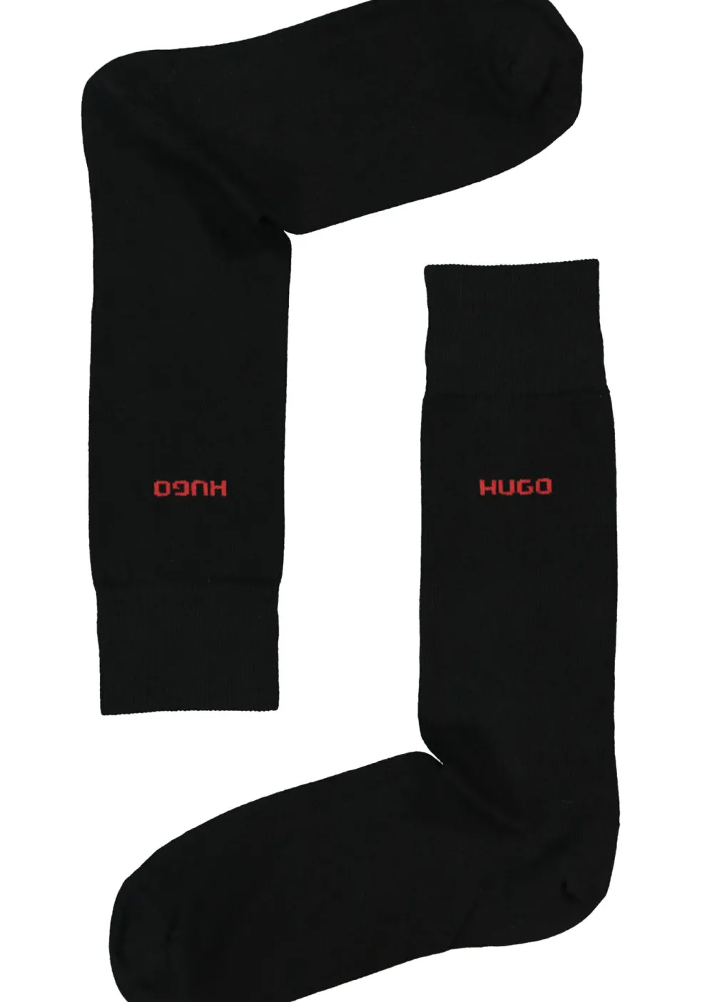 HUGO logo sokken (2-pack), herensokken katoen, zwart en rood