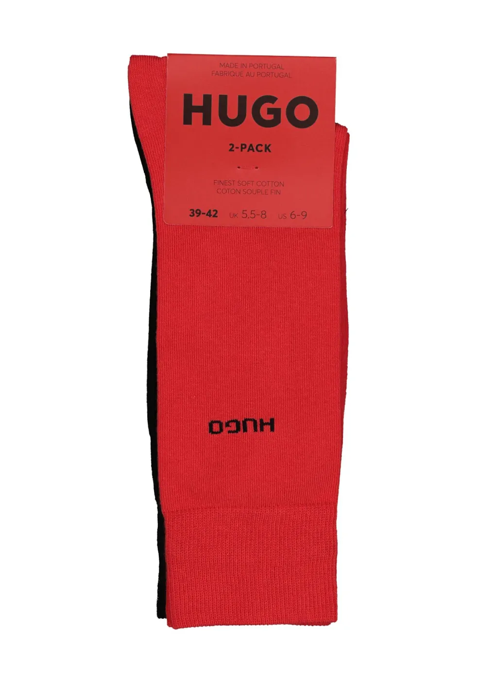 HUGO logo sokken (2-pack), herensokken katoen, zwart en rood