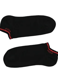 HUGO logo sokken (2-pack), unisex enkelsokken, zwart