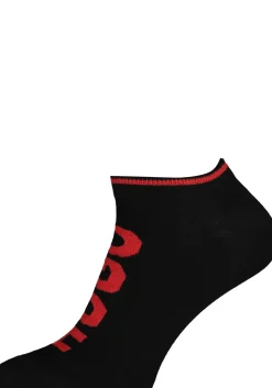 HUGO logo sokken (2-pack), unisex enkelsokken, zwart