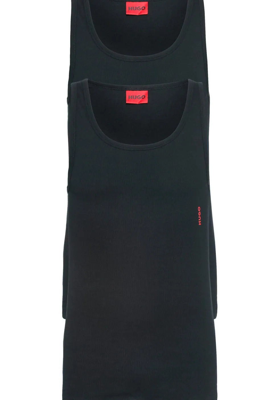 HUGO stretch tanktops slim fit (2-pack), heren singlets O-hals, zwart
