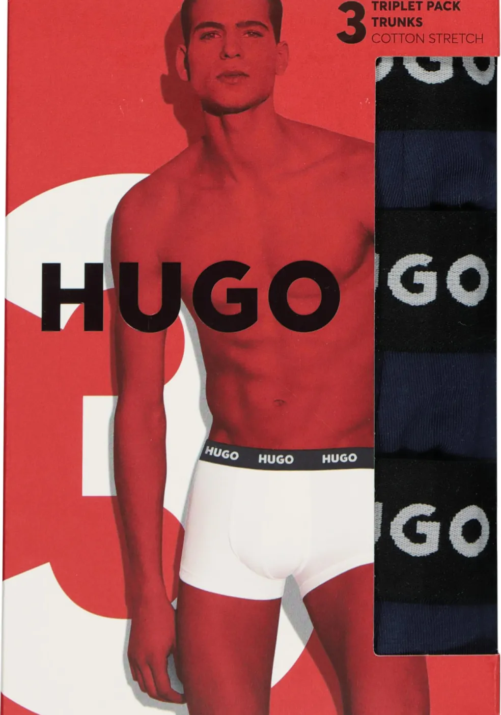 HUGO trunks (3-pack), heren boxers kort, navy
