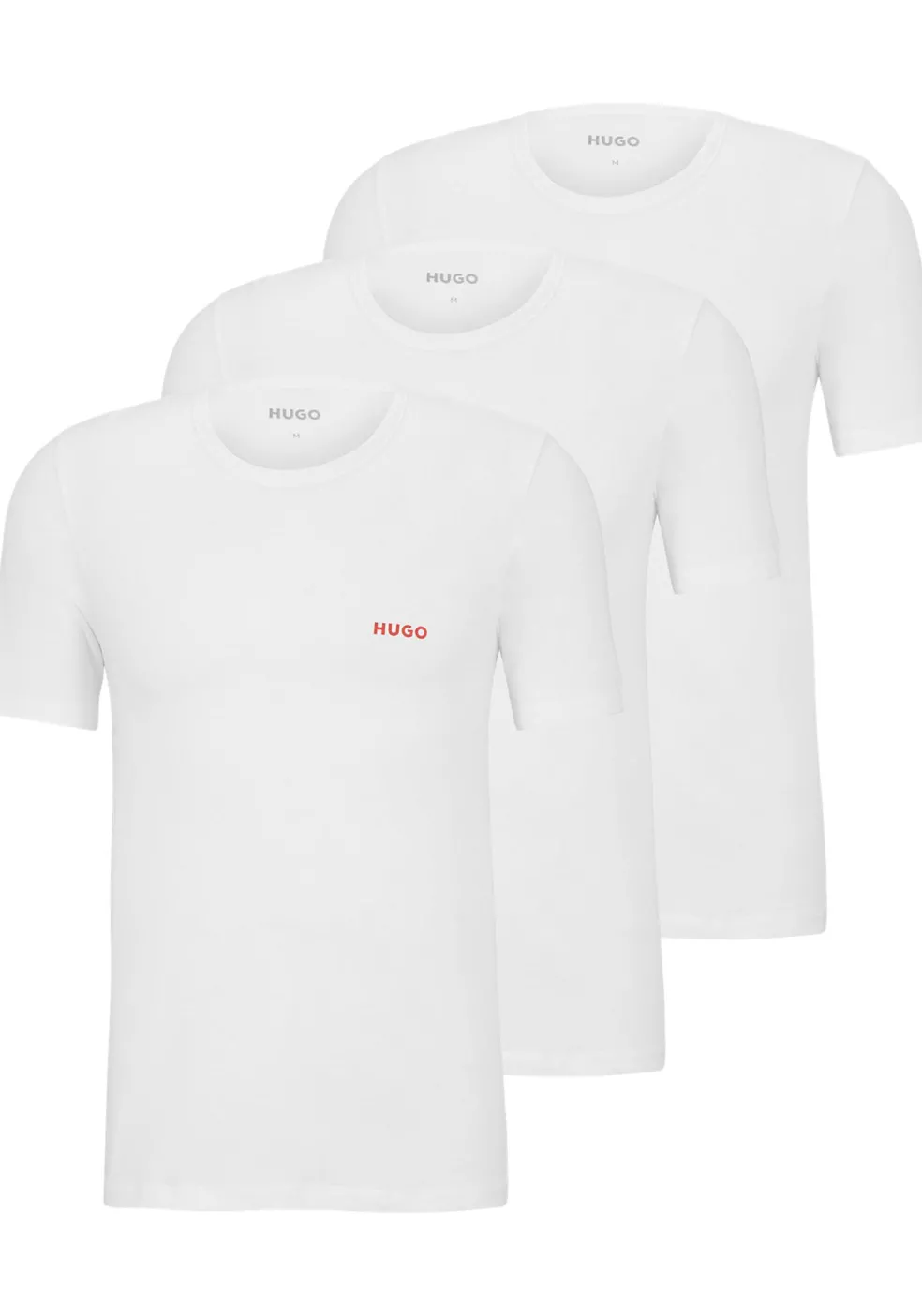 HUGO T-shirts regular fit (3-pack), heren T-shirts O-hals, wit