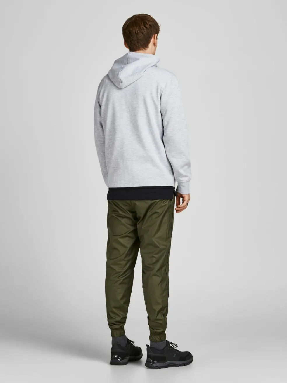 JACK & JONES Air sweat zip hood regular fit, heren sweatvest katoenmengsel met capuchon, lichtgrijs melange