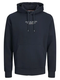 JACK & JONES Arie sweat hood slim fit, heren hoodie katoenmengsel met capuchon, blauw