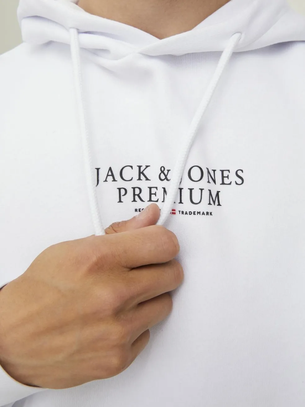 JACK & JONES Arie sweat hood slim fit, heren hoodie katoenmengsel met capuchon, wit