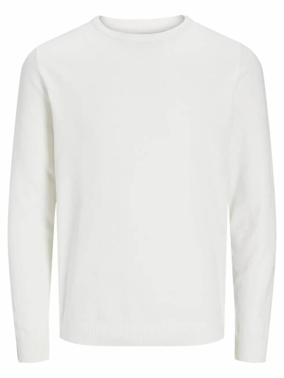 JACK & JONES Basic knit crew neck slim fit, heren pullover katoen met O-hals, offwhite