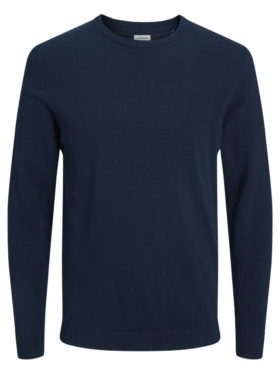 JACK & JONES Basic knit crew neck slim fit, heren pullover katoen met O-hals, blauw