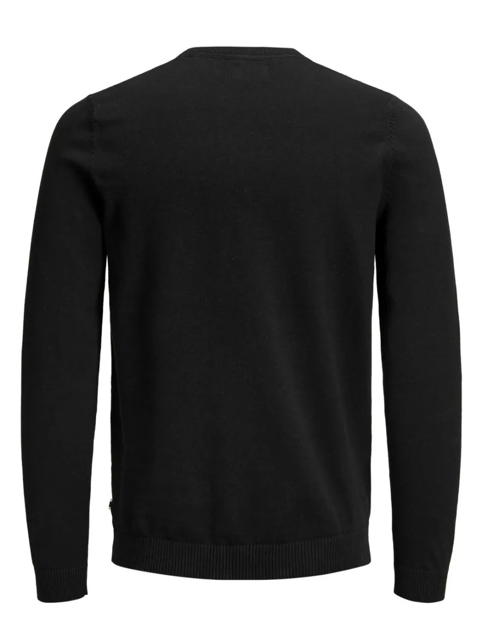 JACK & JONES Basic knit crew neck slim fit, heren pullover katoen met O-hals, zwart