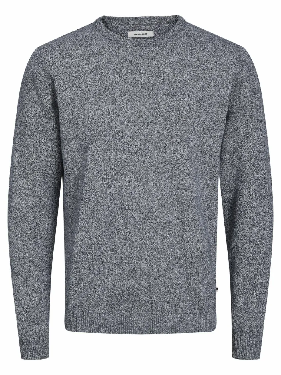 JACK & JONES Basic knit crew neck slim fit, heren pullover katoen met O-hals, blauw samen met offwhite