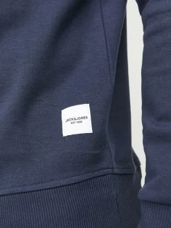 JACK & JONES Basic sweat crew neck regular fit, heren sweatshirt katoenmengsel met O-hals, blauw