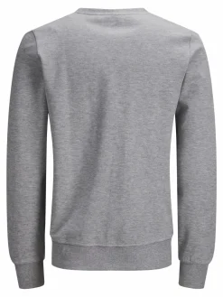 JACK & JONES Basic sweat crew neck regular fit, heren sweatshirt katoenmengsel met O-hals, lichtgrijs melange