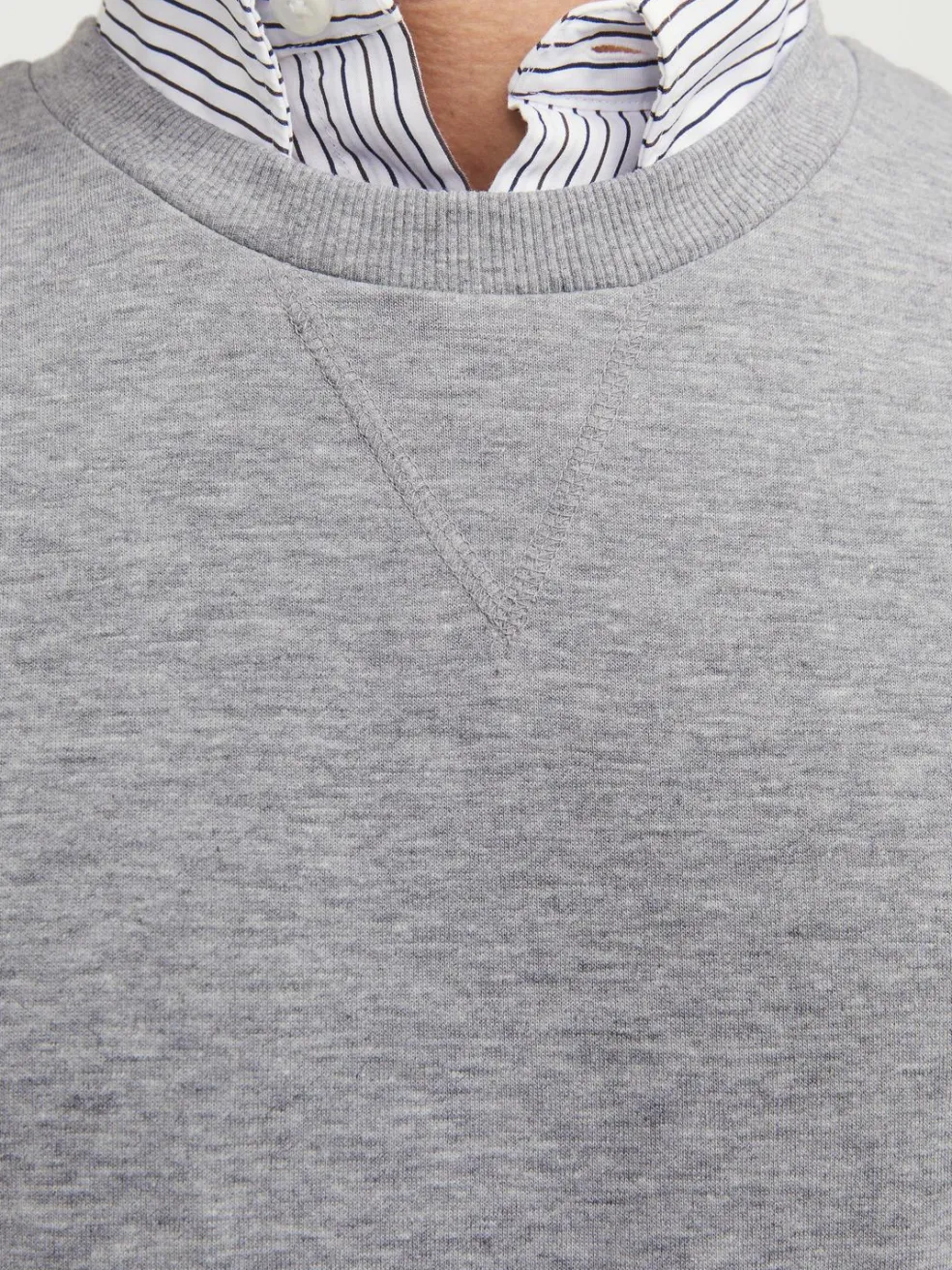 JACK & JONES Basic sweat crew neck regular fit, heren sweatshirt katoenmengsel met O-hals, lichtgrijs melange