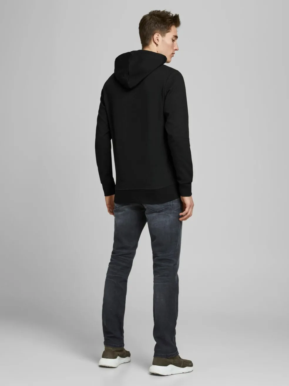 JACK & JONES Basic sweat hood regular fit, heren hoodie katoenmengsel met capuchon, zwart