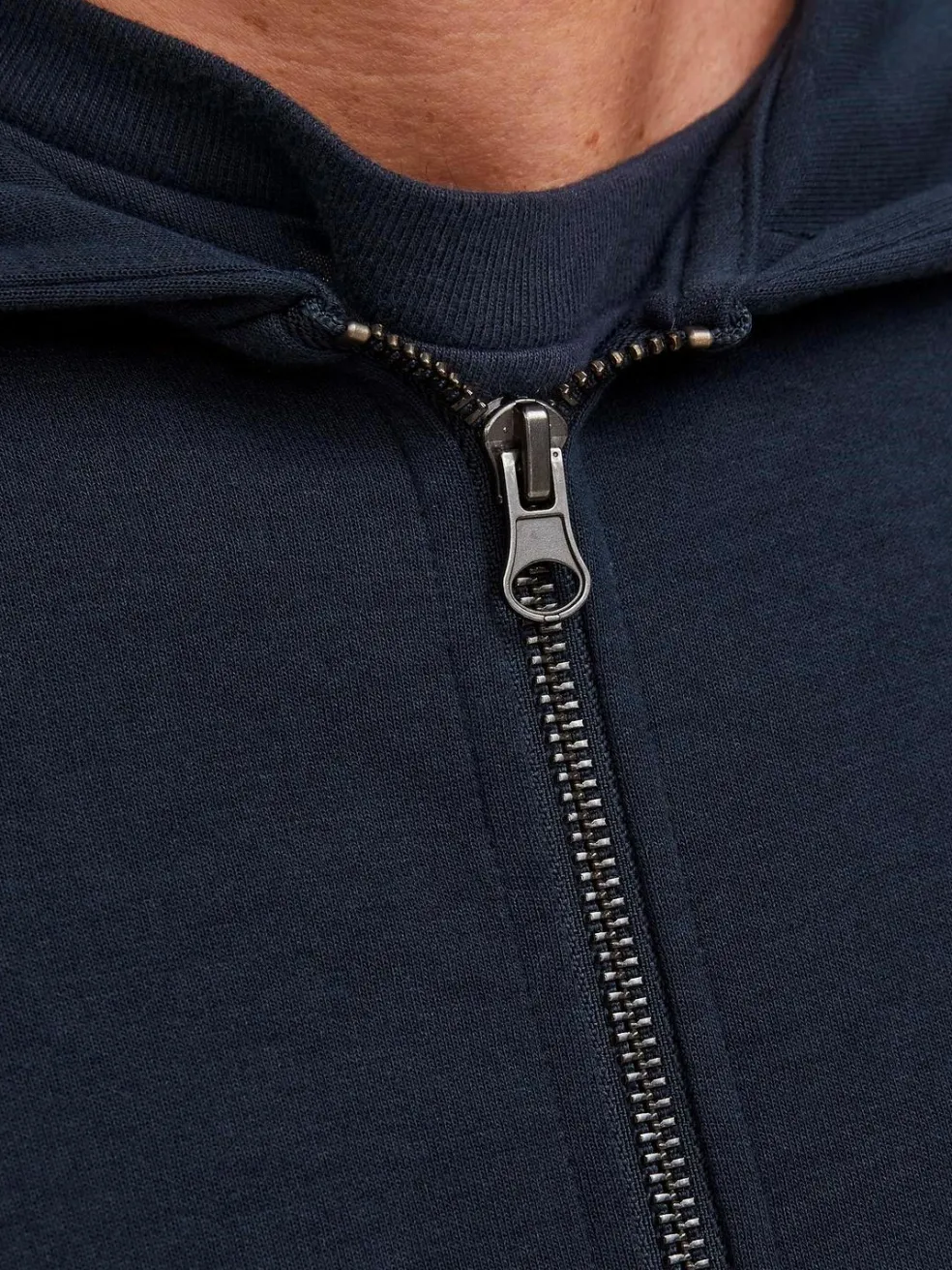 JACK & JONES Basic sweat zip hood slim fit, heren sweatvest katoenmengsel met capuchon, blauw