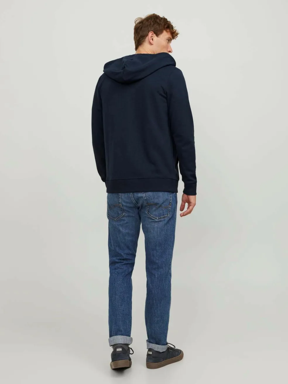 JACK & JONES Basic sweat zip hood slim fit, heren sweatvest katoenmengsel met capuchon, blauw