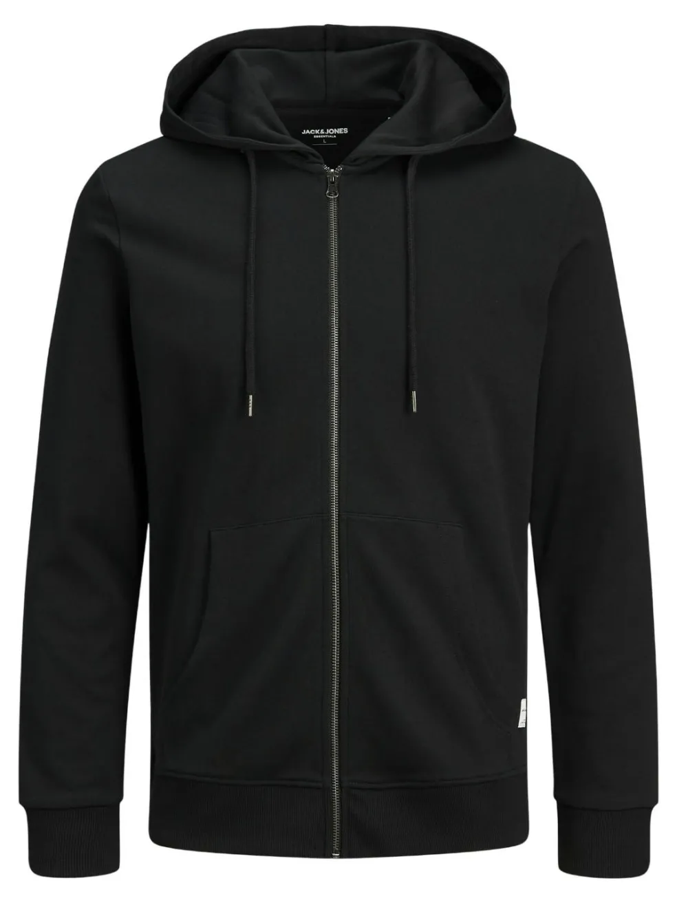 JACK & JONES Basic sweat zip hood slim fit, heren sweatvest katoenmengsel met capuchon, zwart