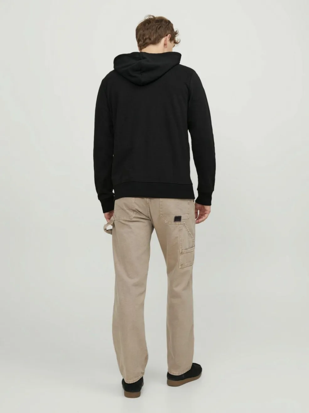 JACK & JONES Basic sweat zip hood slim fit, heren sweatvest katoenmengsel met capuchon, zwart