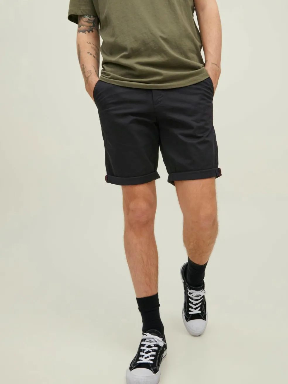 JACK & JONES Bowie Shorts Solid regular fit, heren chino korte broek, zwart