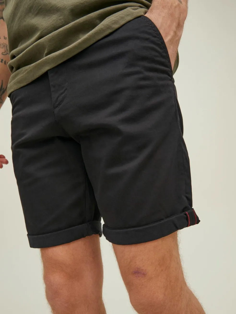 JACK & JONES Bowie Shorts Solid regular fit, heren chino korte broek, zwart