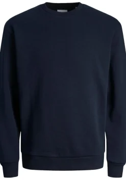 JACK & JONES Bradley sweat crew regular fit, heren sweatshirt katoenmengsel met O-hals, blauw