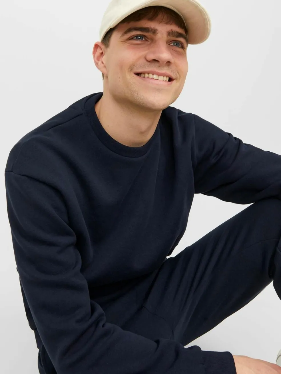JACK & JONES Bradley sweat crew regular fit, heren sweatshirt katoenmengsel met O-hals, blauw