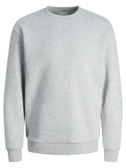 JACK & JONES Bradley sweat crew regular fit, heren sweatshirt katoenmengsel met O-hals, lichtgrijs melange