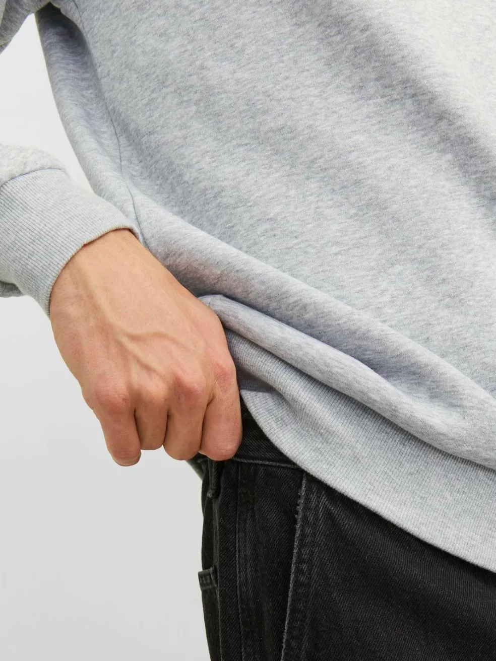 JACK & JONES Bradley sweat crew regular fit, heren sweatshirt katoenmengsel met O-hals, lichtgrijs melange