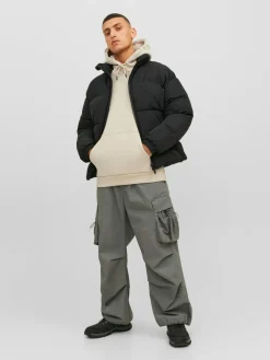 JACK & JONES Bradley sweat hood regular fit, heren hoodie katoenmengsel met capuchon, beige