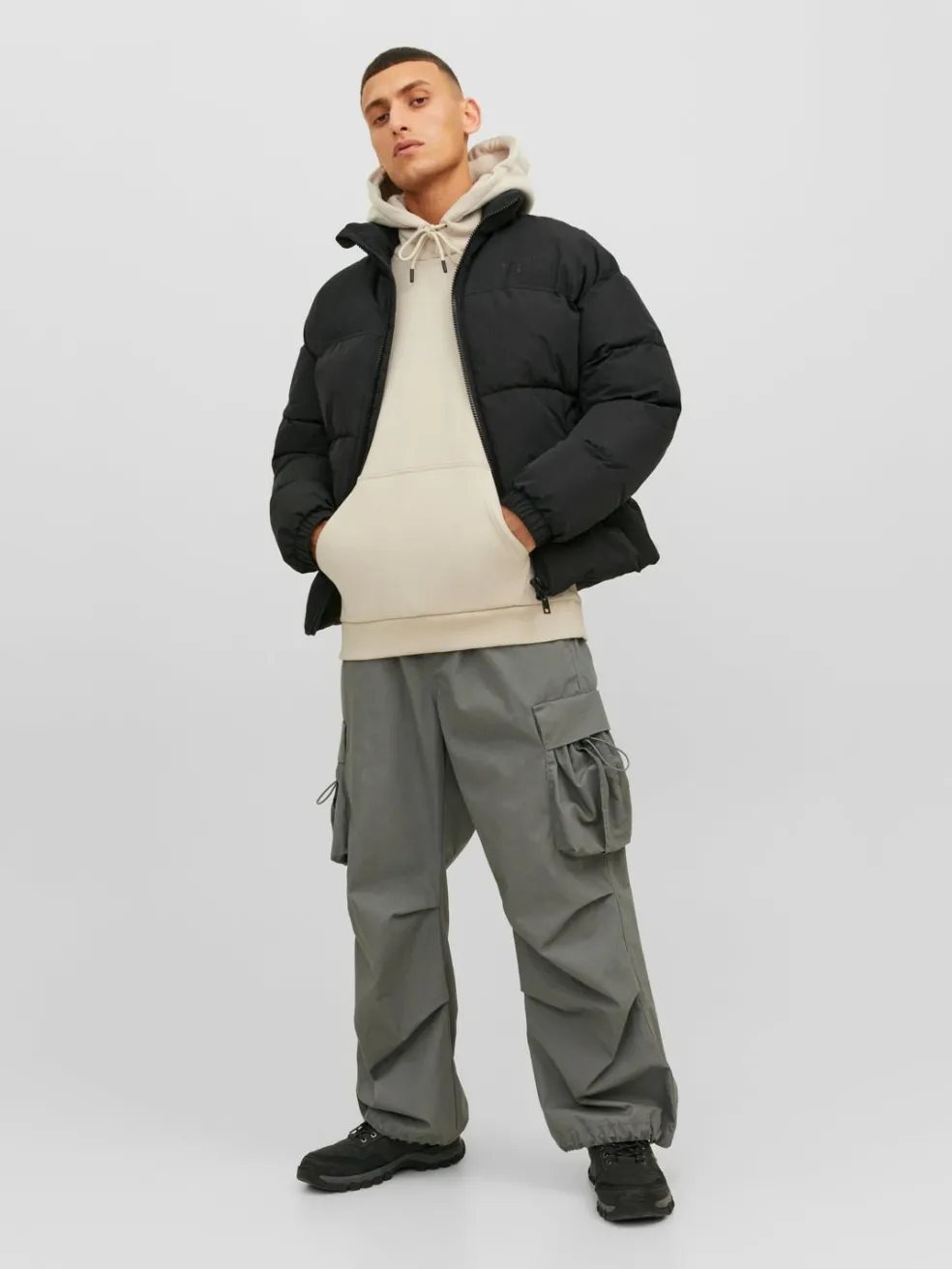 JACK & JONES Bradley sweat hood regular fit, heren hoodie katoenmengsel met capuchon, beige