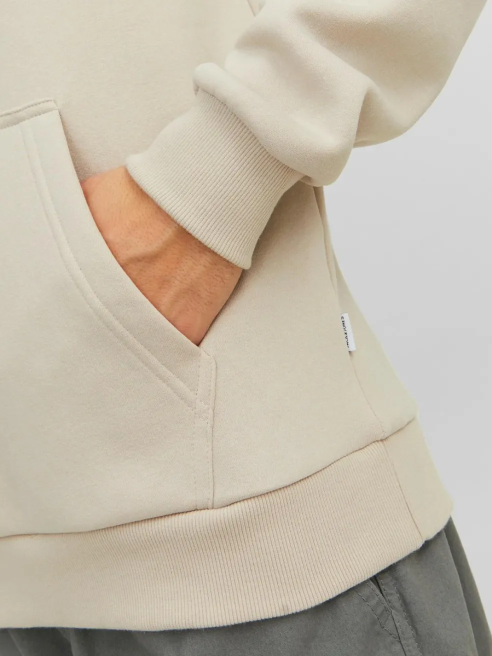 JACK & JONES Bradley sweat hood regular fit, heren hoodie katoenmengsel met capuchon, beige