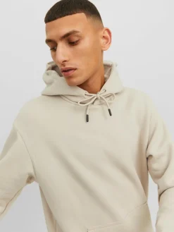JACK & JONES Bradley sweat hood regular fit, heren hoodie katoenmengsel met capuchon, beige