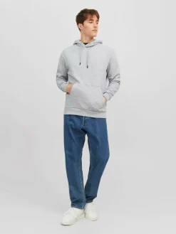 JACK & JONES Bradley sweat hood regular fit, heren hoodie katoenmengsel met capuchon, lichtgrijs melange