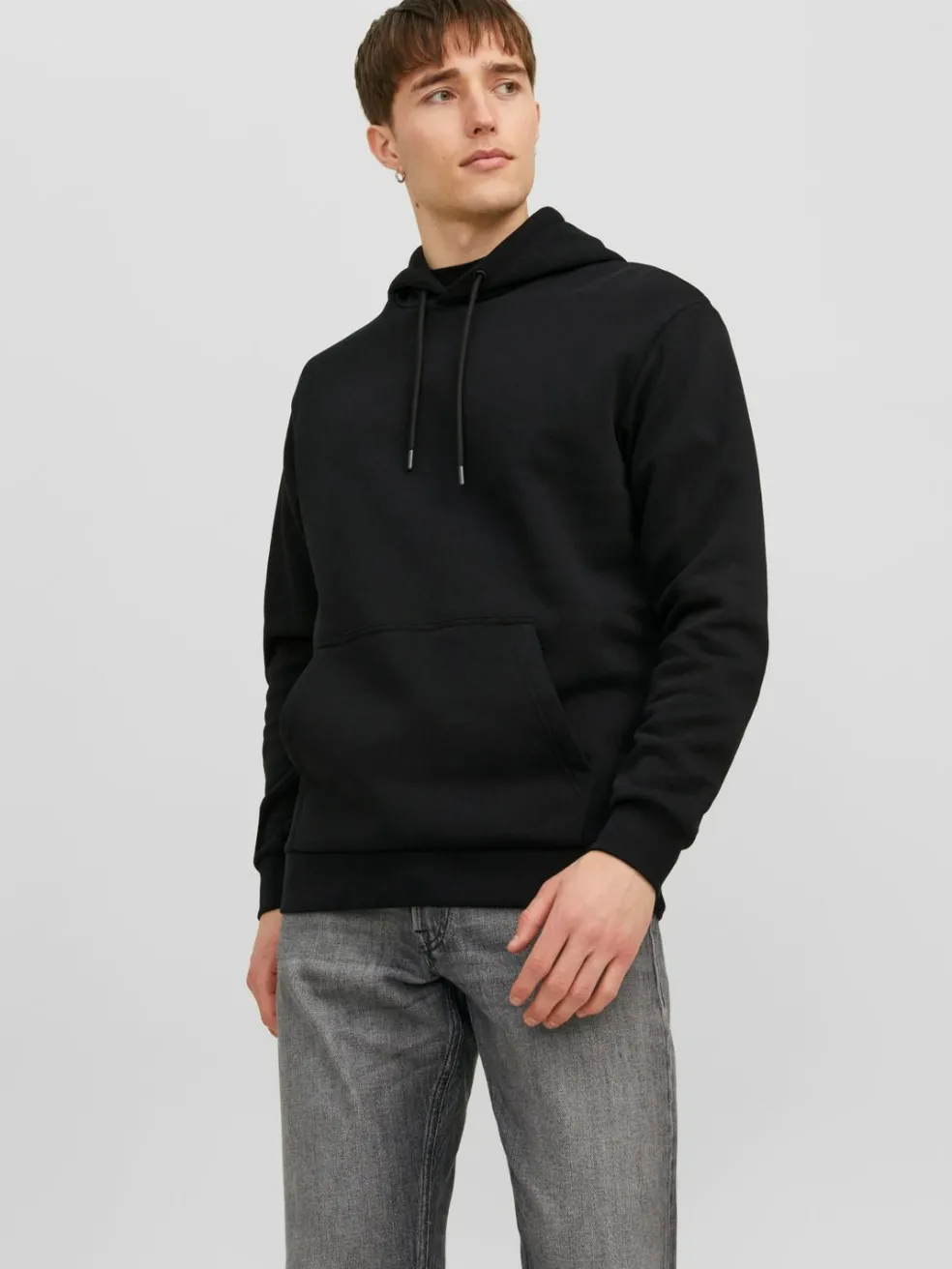 JACK & JONES Bradley sweat hood regular fit, heren hoodie katoenmengsel met capuchon, zwart